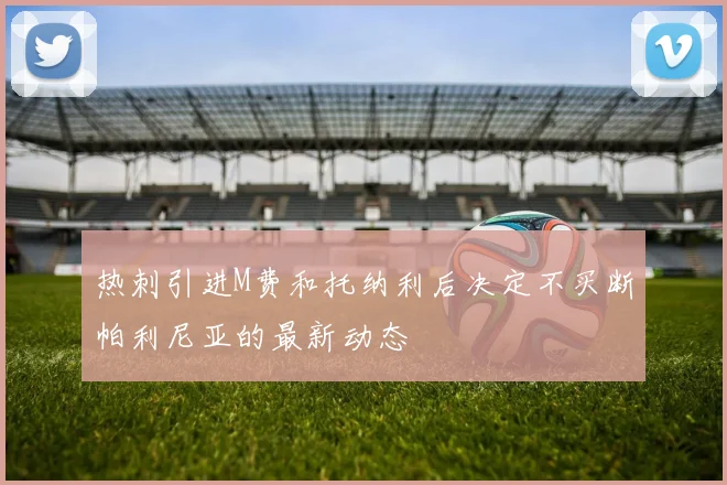 热刺引进M费和托纳利后决定不买断帕利尼亚的最新动态